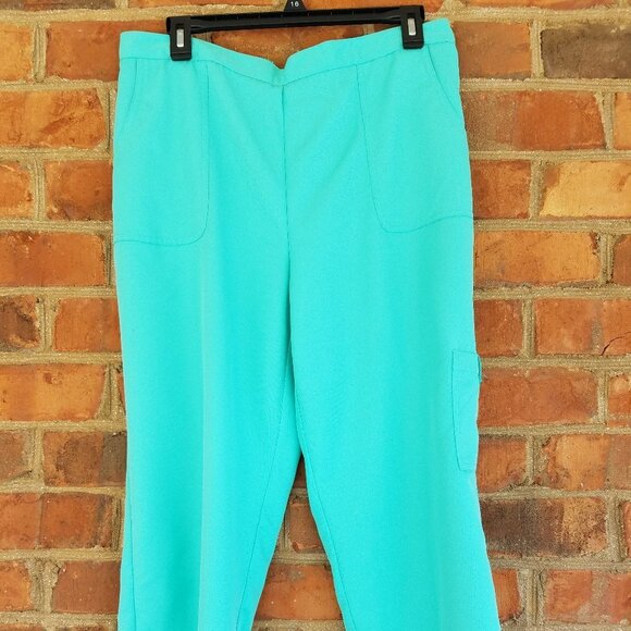 Alfred Dunner Capris Pedal Pusher Pants Aqua Size 12 100% Polyester Washable - Picture 1 of 10